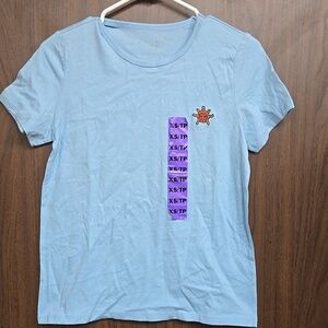 Segments Size XS Baby Blue Embroidered Ladybug T-Shirt